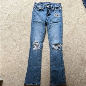 American Eagle Outfitters Blue Boot Cut Jeans Distressed